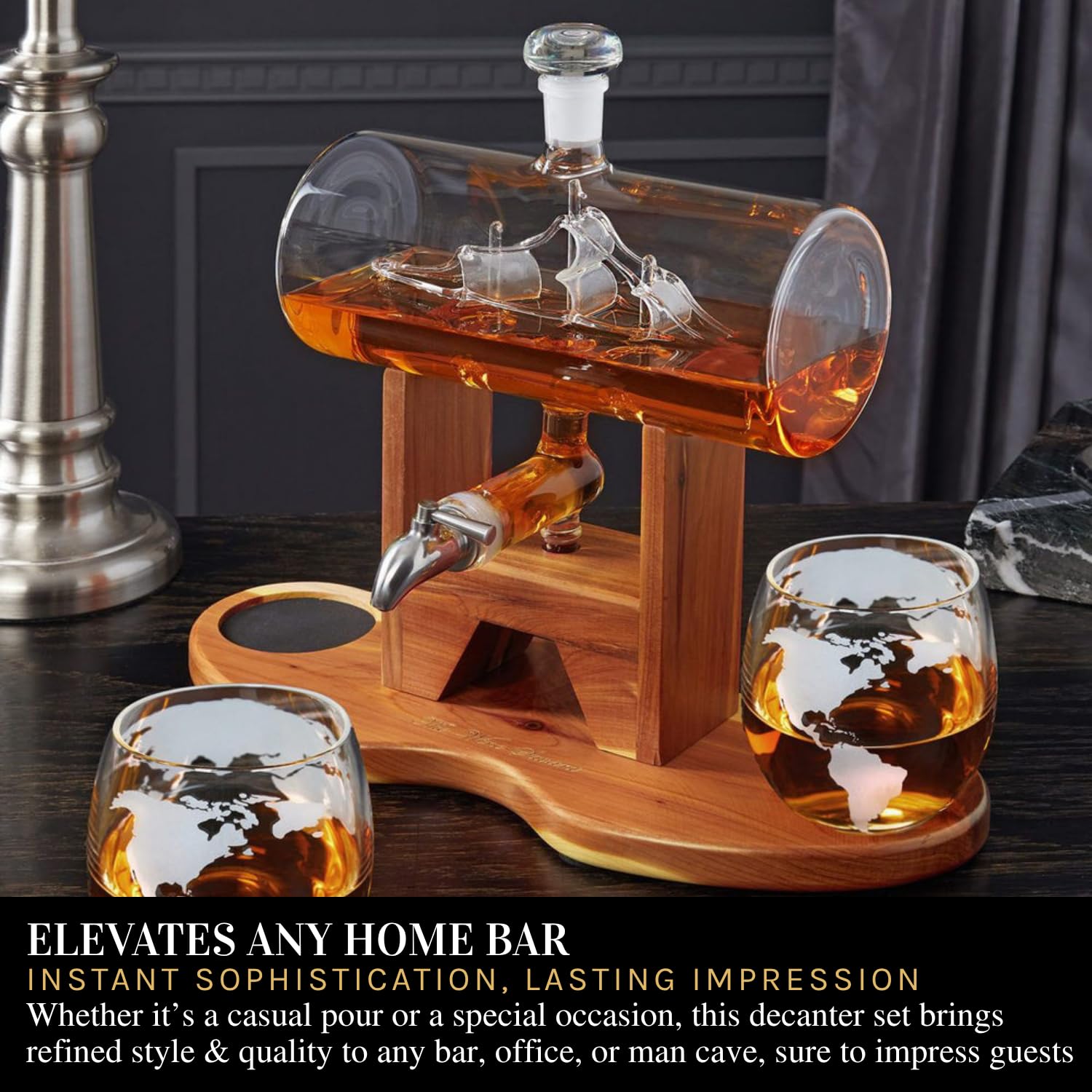 Amazon.com | Ship in a Bottle Whiskey Decanter Set – Elegant 40.5
